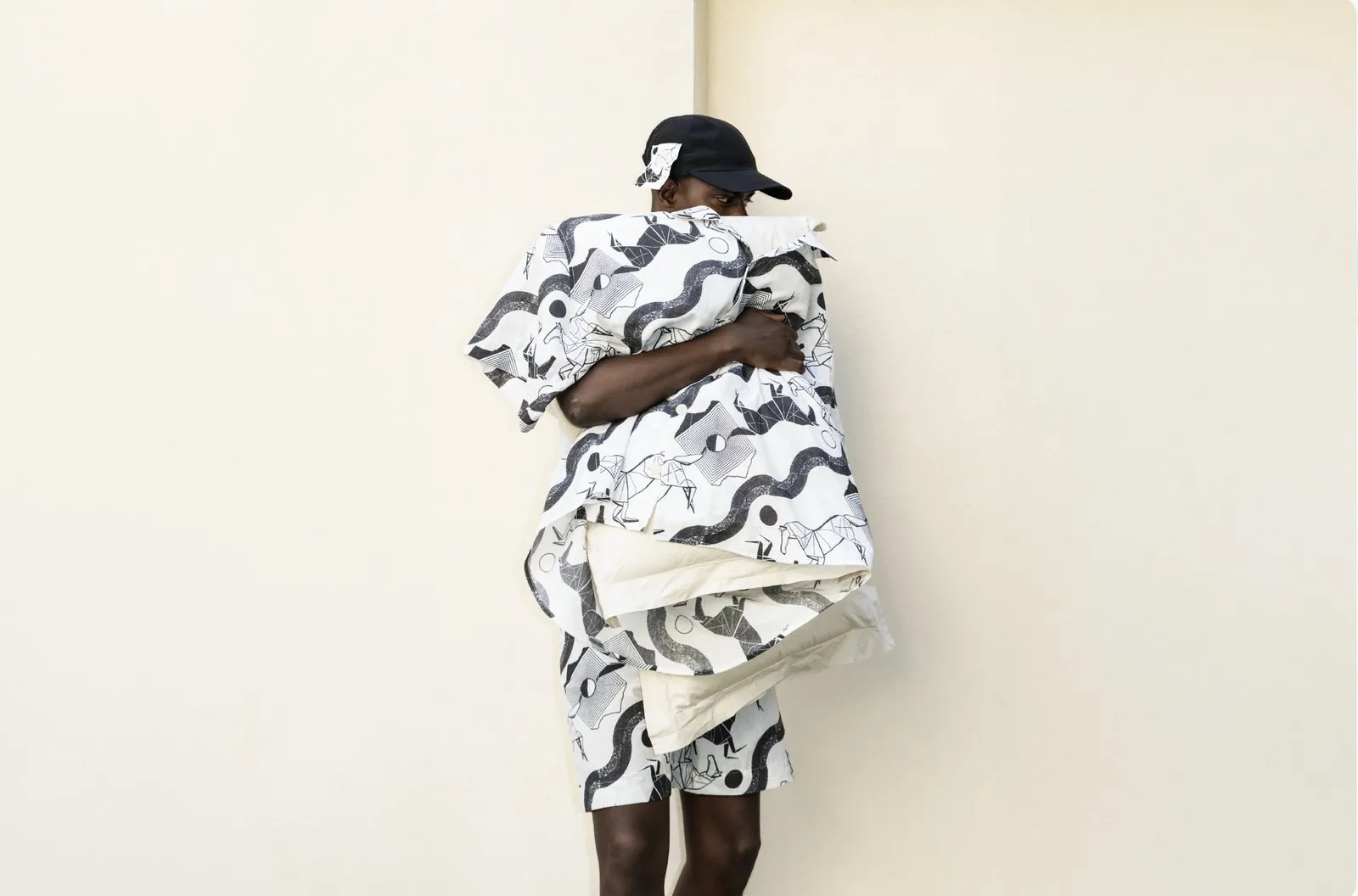 Laruicci — wrapped in printed shirting.